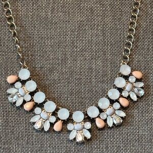Pink Blue Gold Statement Necklace Dressy Elegant